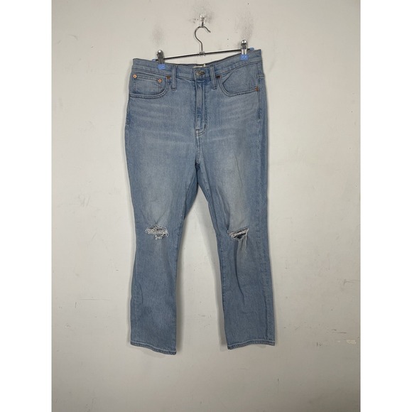 Madewell Denim - Madewell Womens Jeans 28 High Rise Slim Crop BoyJean Distressed Light Wash Blue